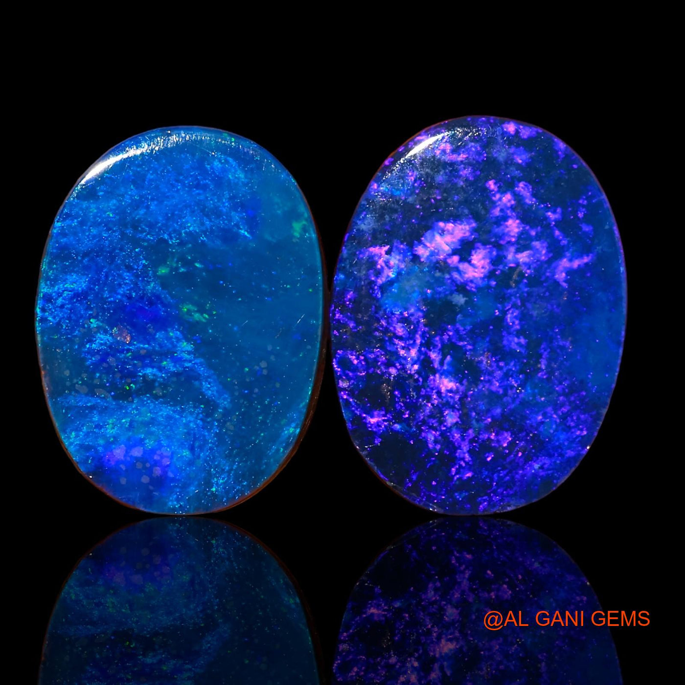 2 Pcs Lab-Created Doublet Opal Gemstone 22.40 Cts Loose Oval Cabochon From Australia 17X13X4 mm TO 18X13X4 mm D-99