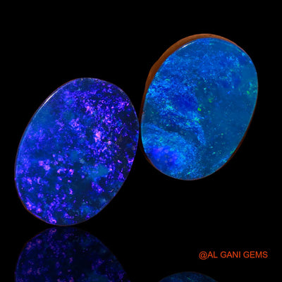 2 Pcs Lab-Created Doublet Opal Gemstone 22.40 Cts Loose Oval Cabochon From Australia 17X13X4 mm TO 18X13X4 mm D-99