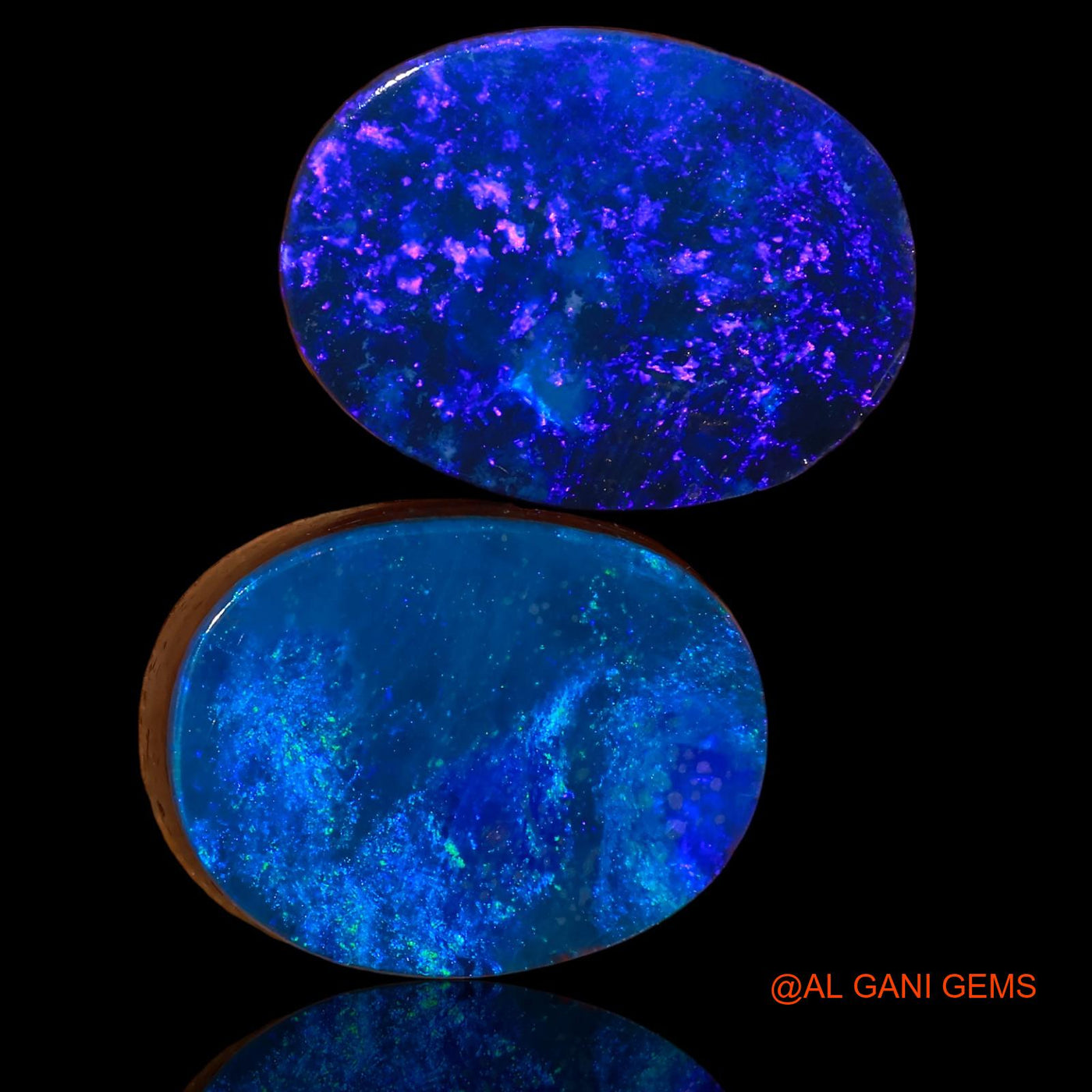 2 Pcs Lab-Created Doublet Opal Gemstone 22.40 Cts Loose Oval Cabochon From Australia 17X13X4 mm TO 18X13X4 mm D-99