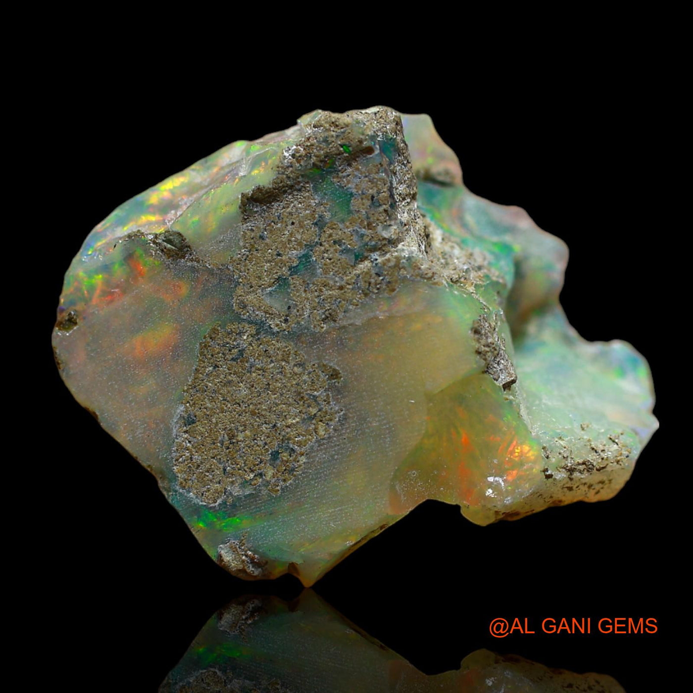 Natural Fire Opal Gemstone 11.00 Cts Loose Fancy Rough From Ethiopia 21x17x9 mm E-102