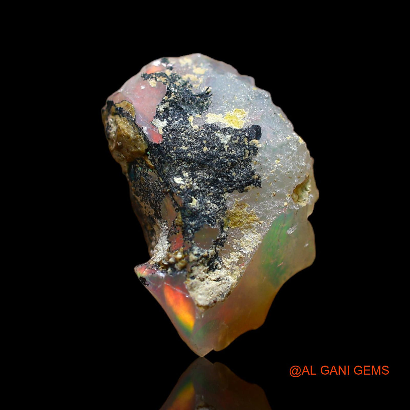 Natural Fire Opal Gemstone 5.00 Cts Loose Fancy Rough From Ethiopia 17x11x6 mm E-151