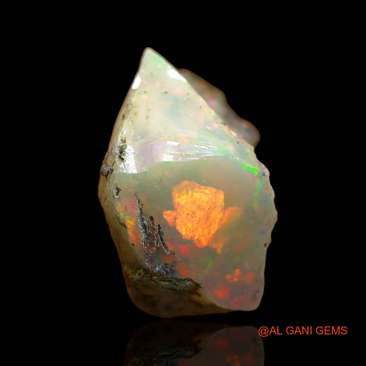Natural Fire Opal Gemstone 6.00 Cts Loose Fancy Rough From Ethiopia 14x14x9 mm E-170