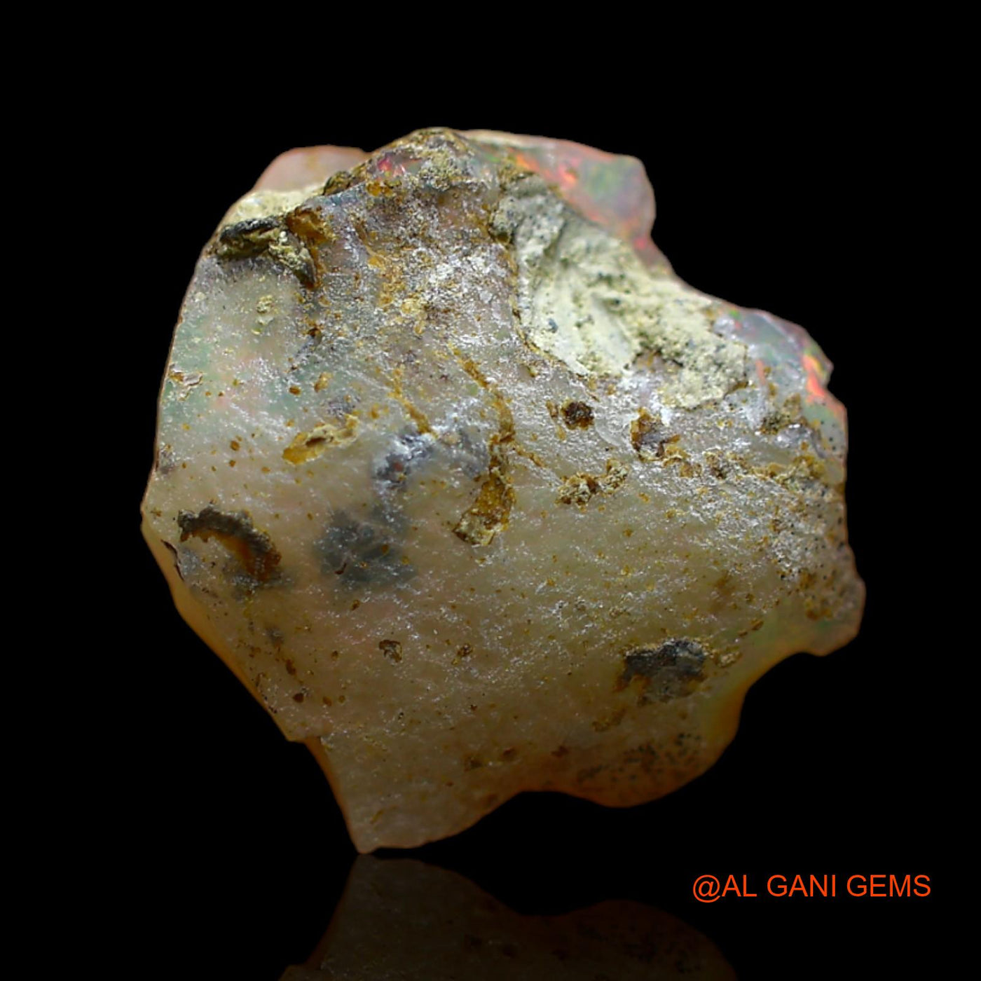 Natural Fire Opal Gemstone 6.00 Cts Loose Fancy Rough From Ethiopia 14x14x9 mm E-170
