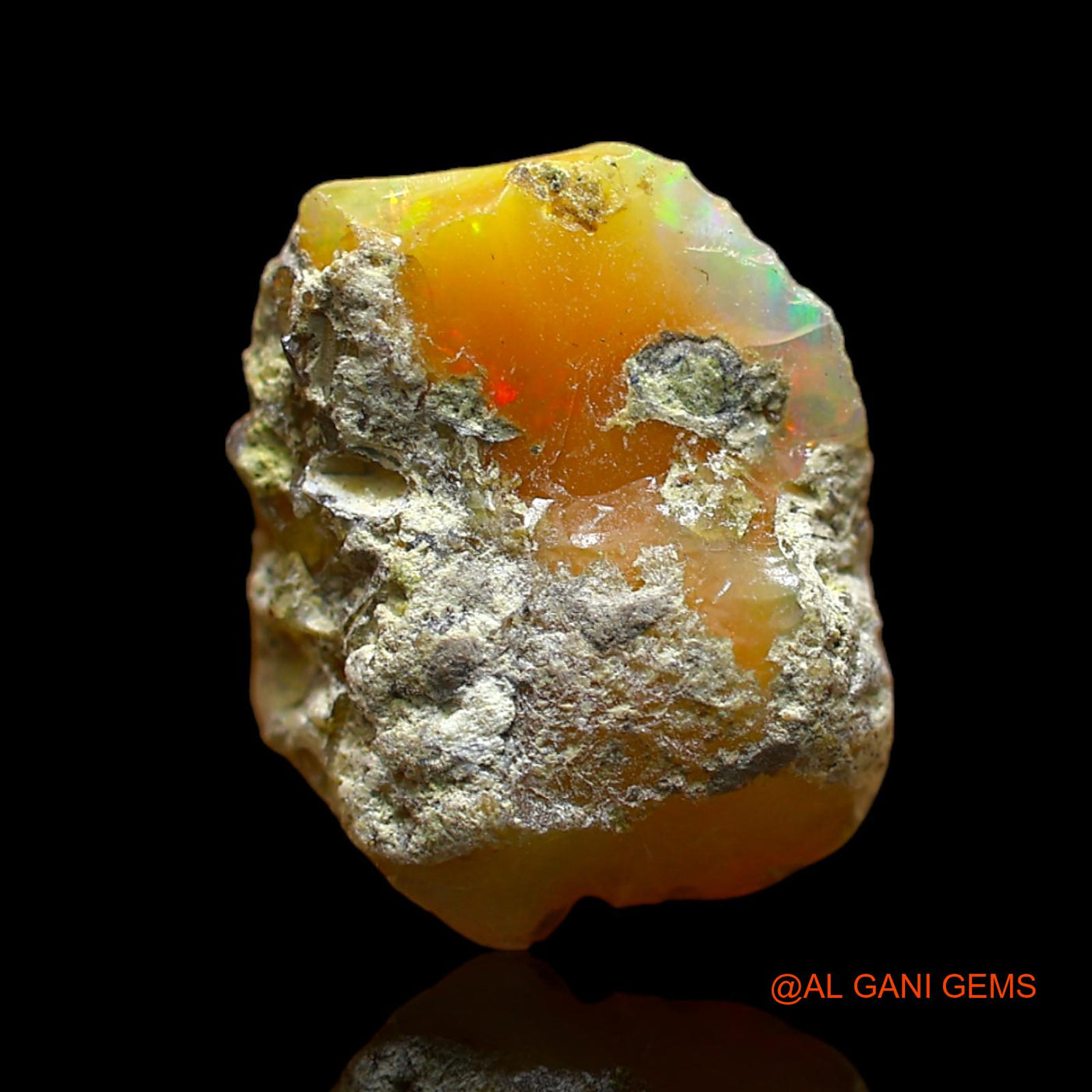 Natural Fire Opal Gemstone 6.00 Cts Loose Fancy Rough From Ethiopia 15x12x7 mm E-173