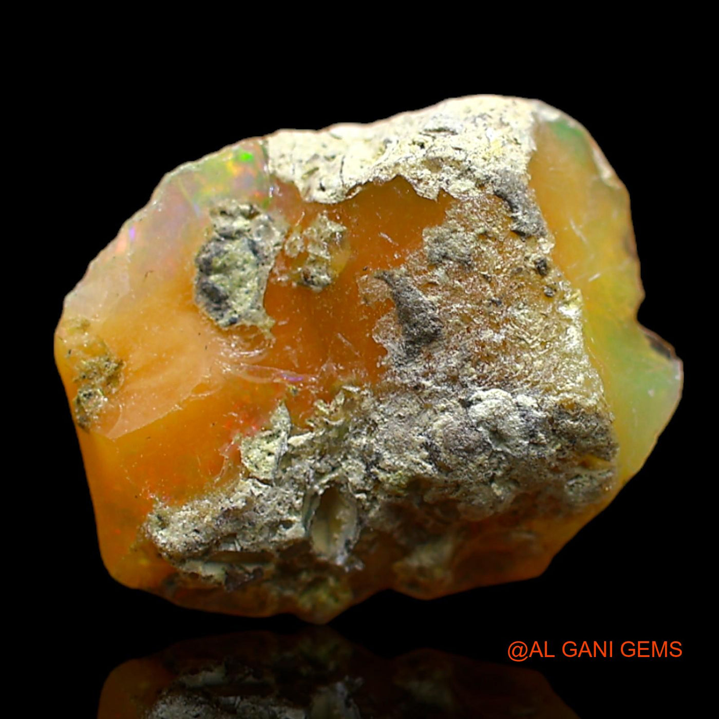 Natural Fire Opal Gemstone 6.00 Cts Loose Fancy Rough From Ethiopia 15x12x7 mm E-173