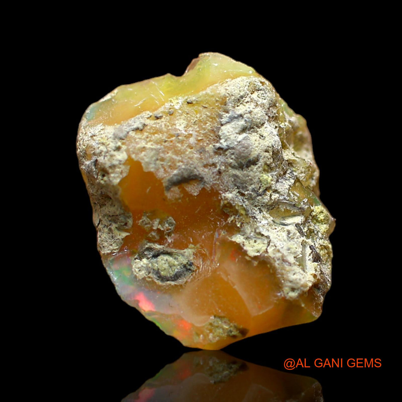 Natural Fire Opal Gemstone 6.00 Cts Loose Fancy Rough From Ethiopia 15x12x7 mm E-173