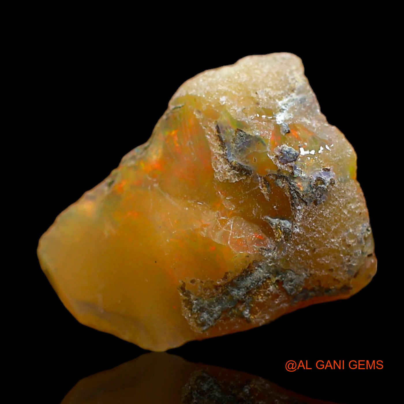 Natural Untreated Fire Opal Loose Gemstone Fancy Rough From Ethiopia 4.00 Cts 17x13x5 mm E-221