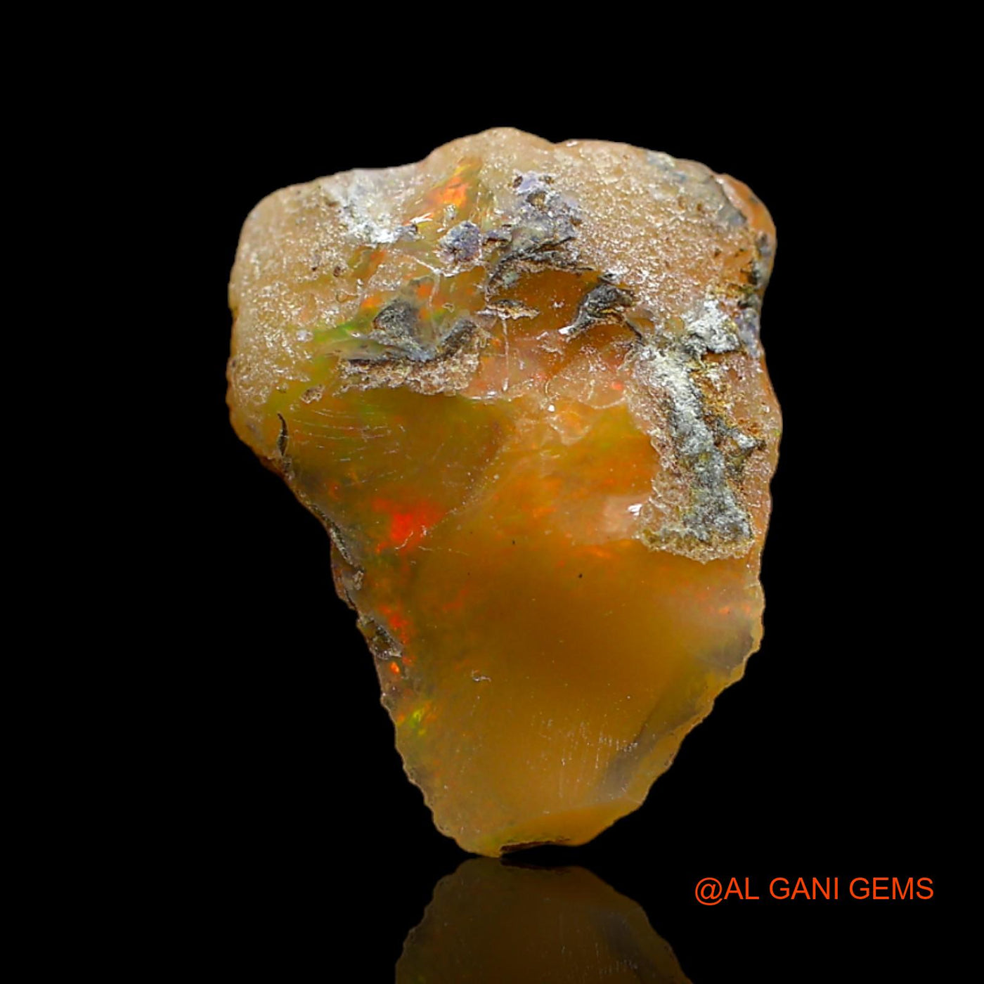 Natural Untreated Fire Opal Loose Gemstone Fancy Rough From Ethiopia 4.00 Cts 17x13x5 mm E-221