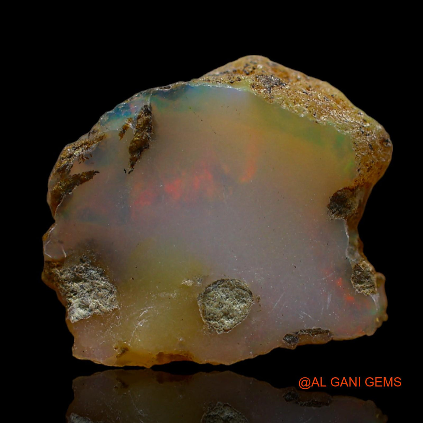Natural Fire Opal Gemstone 4.00 Cts Loose Fancy Rough From Ethiopia 14x12x6 mm E-252