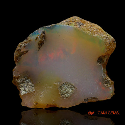 Natural Fire Opal Gemstone 4.00 Cts Loose Fancy Rough From Ethiopia 14x12x6 mm E-252