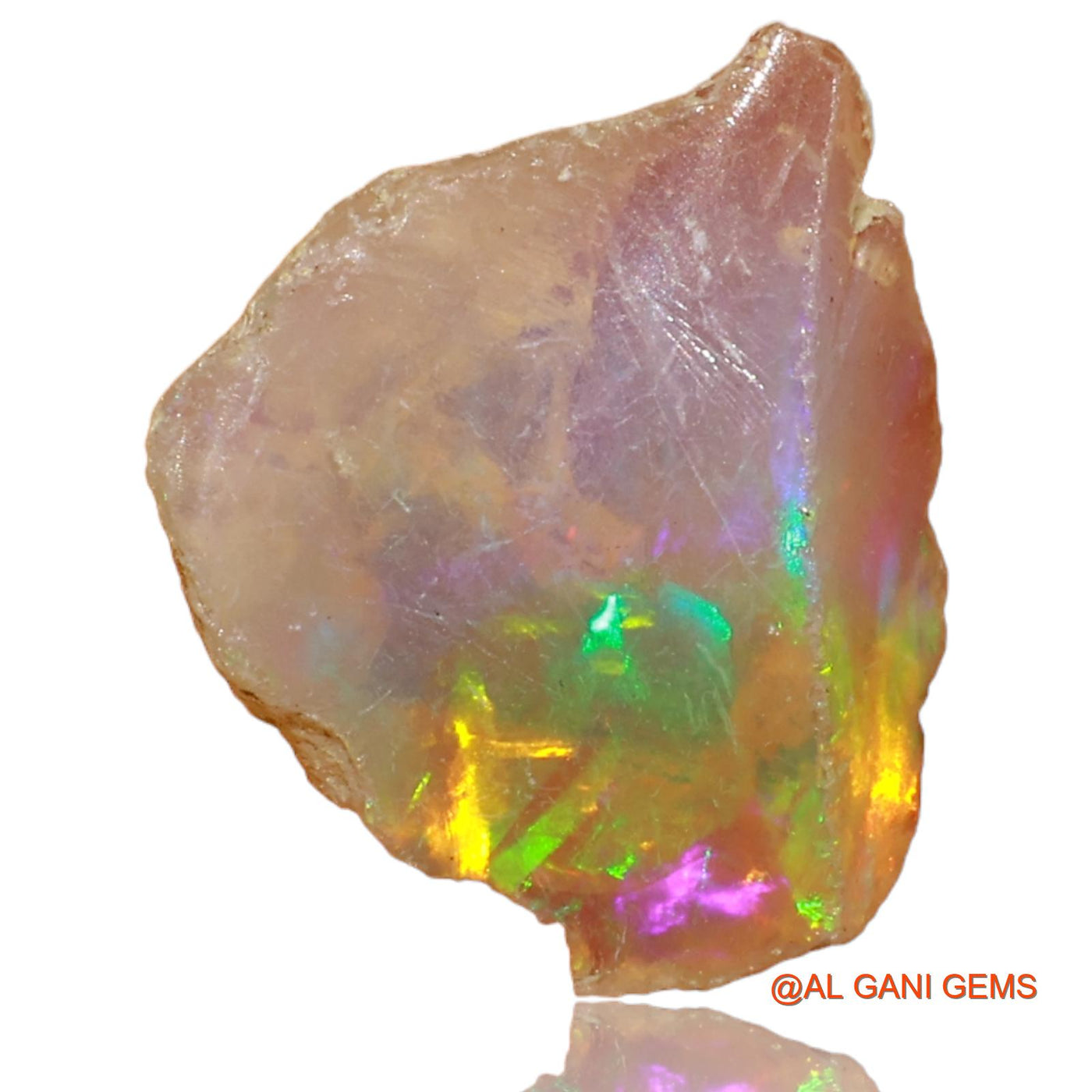 Natural Fire Opal Gemstone 3.00 Cts Loose Fancy Rough From Ethiopia 14x12x5 mm E-31