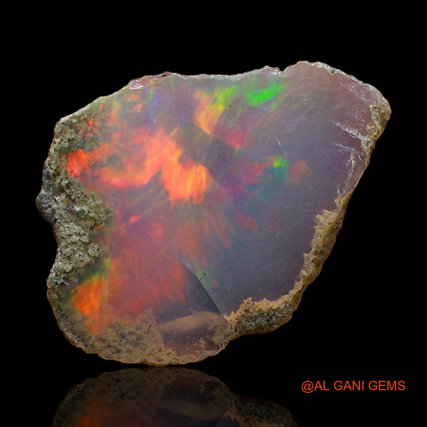 Natural Fire Opal Gemstone 2.00 Cts Loose Fancy Rough From Ethiopia 17x13x3 mm E-351