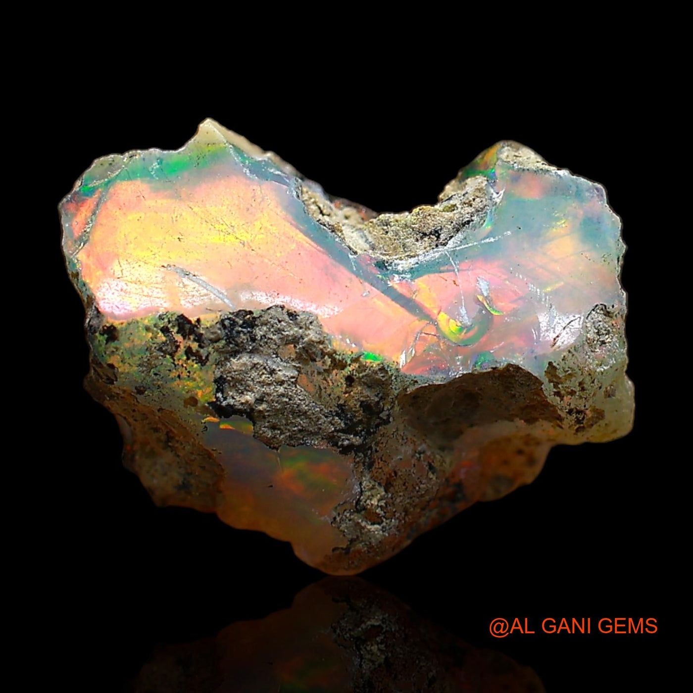 Natural Fire Opal Gemstone 4.00 Cts Loose Fancy Rough From Ethiopia 14x12x6 mm E-357