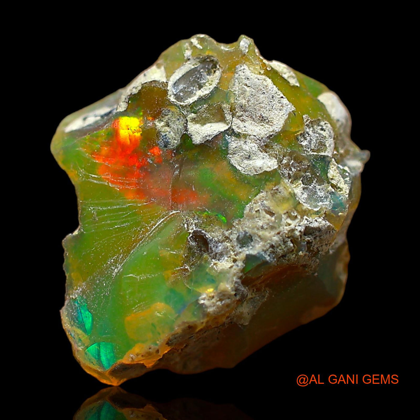 Natural Untreated Fire Opal Loose Gemstone Fancy Rough From Ethiopia 5.00 Cts 13x12x8 mm E-369