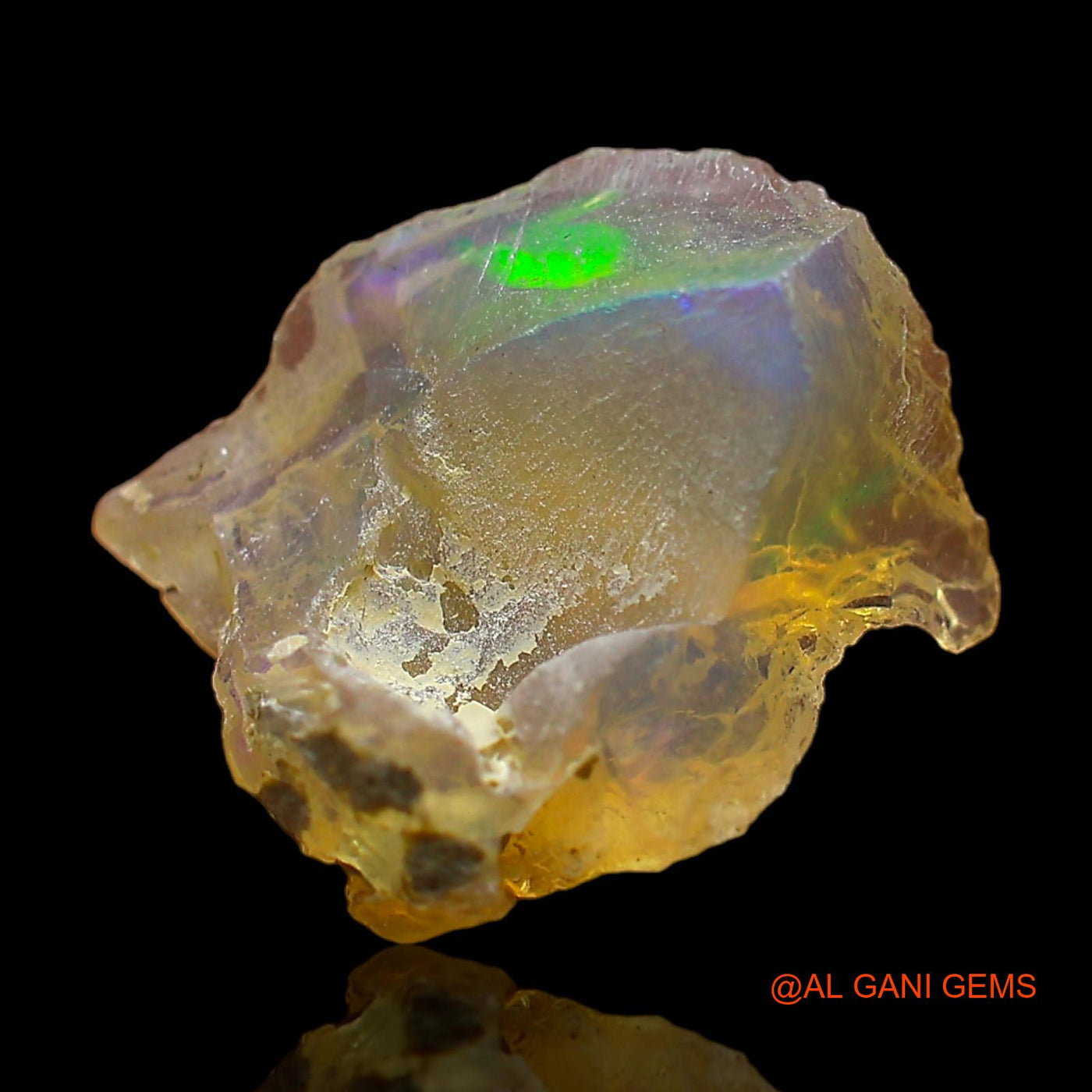 Natural Fire Opal Gemstone 2.00 Cts Loose Fancy Rough From Ethiopia 14x12x5 mm E-372