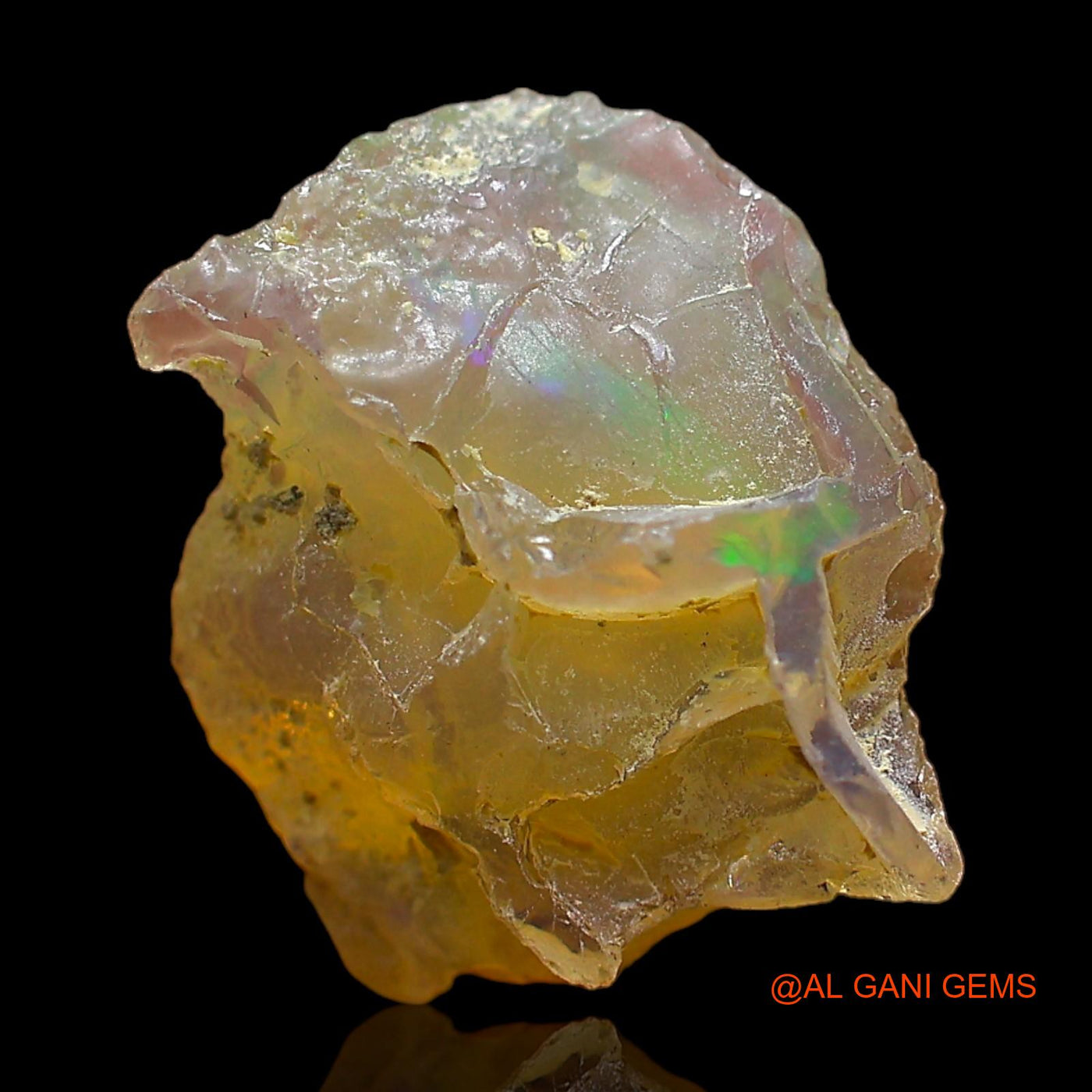 Natural Fire Opal Gemstone 2.00 Cts Loose Fancy Rough From Ethiopia 14x12x5 mm E-372