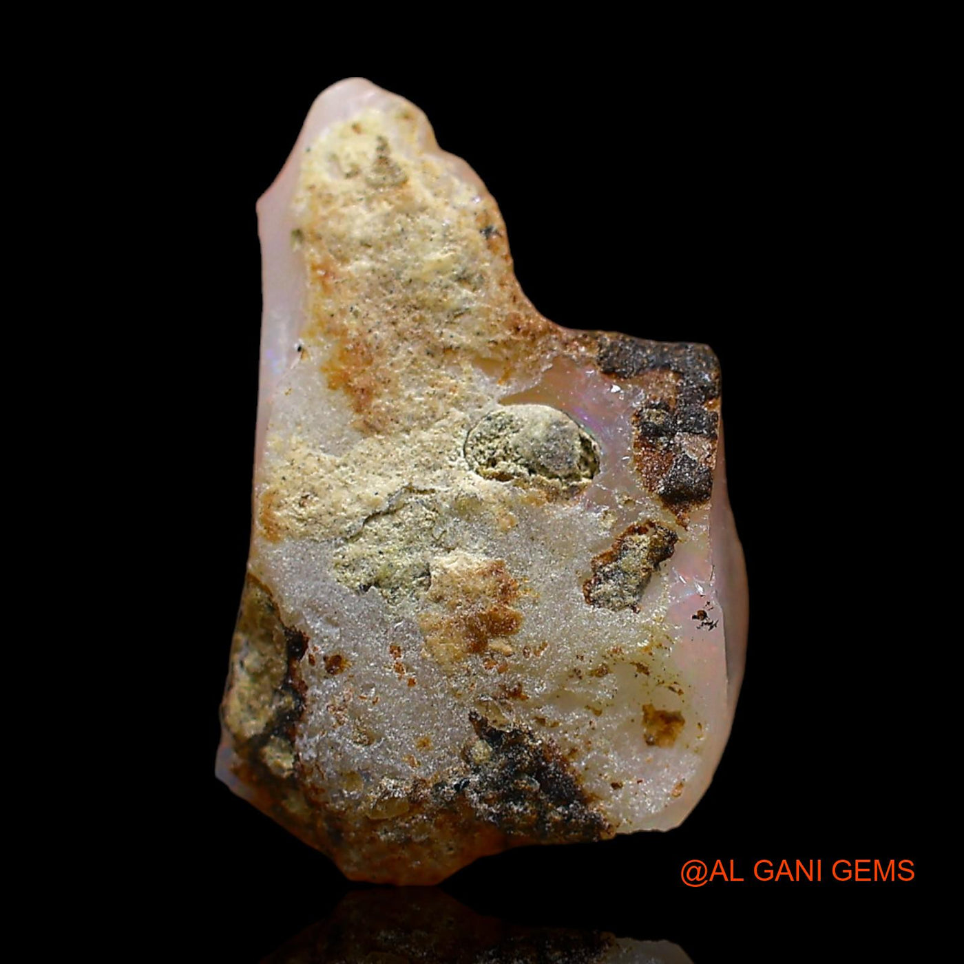 Natural Fire Opal Gemstone 4.00 Cts Loose Fancy Rough From Ethiopia 16x10x6 mm E-385