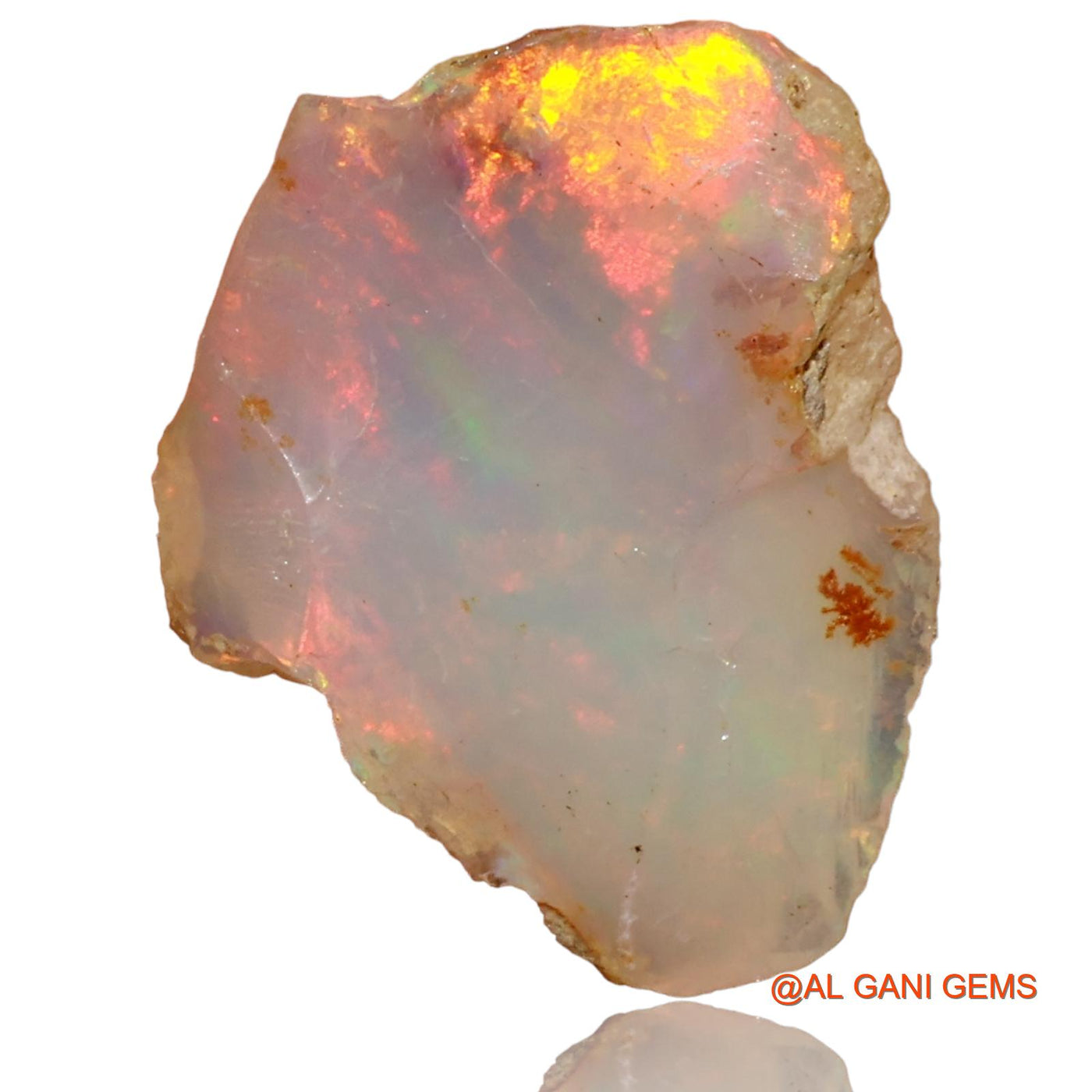 Natural Untreated Fire Opal Loose Gemstone Fancy Rough From Ethiopia 4.00 Cts 17x12x6 mm E-38