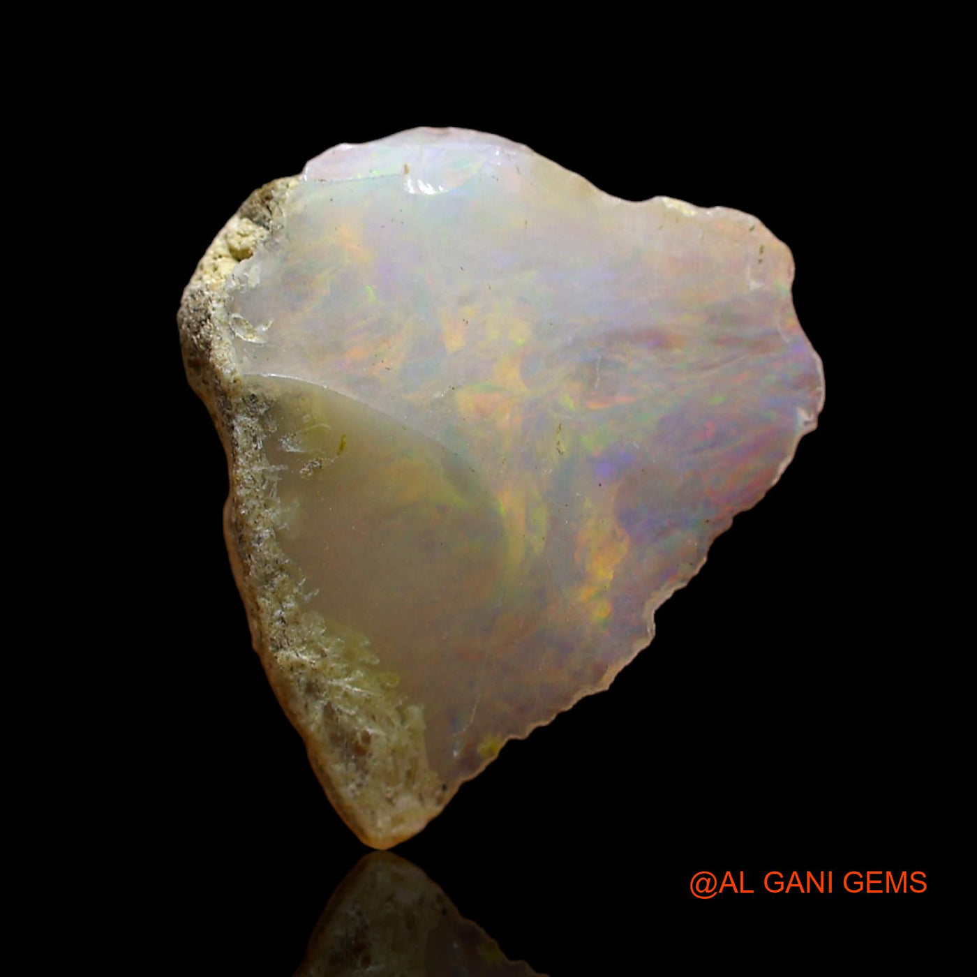 Natural Fire Opal Gemstone 1.00 Cts Loose Fancy Rough From Ethiopia 15x13x2 mm E-506