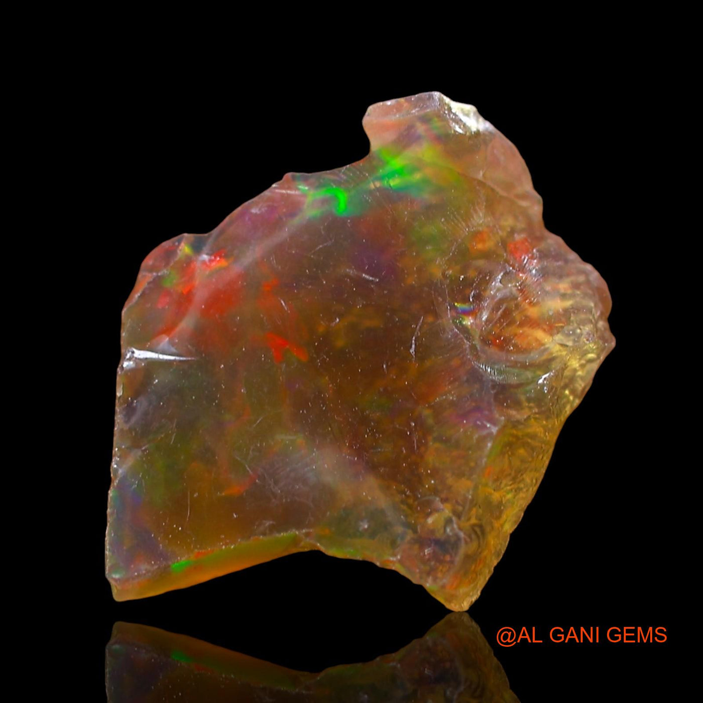 Natural Fire Opal Gemstone 1.00 Cts Loose Fancy Rough From Ethiopia 11x11x3 mm E-537