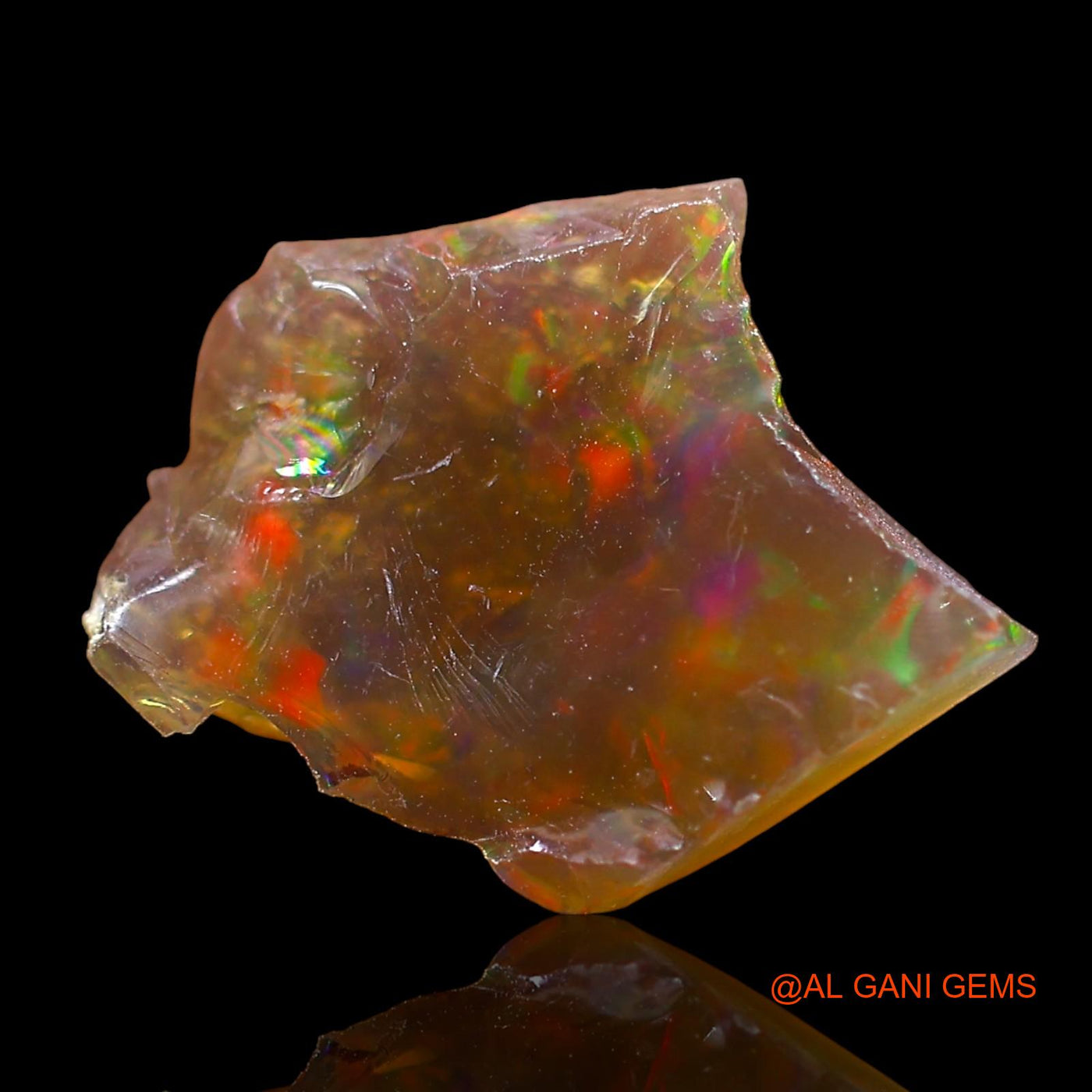 Natural Fire Opal Gemstone 1.00 Cts Loose Fancy Rough From Ethiopia 11x11x3 mm E-537