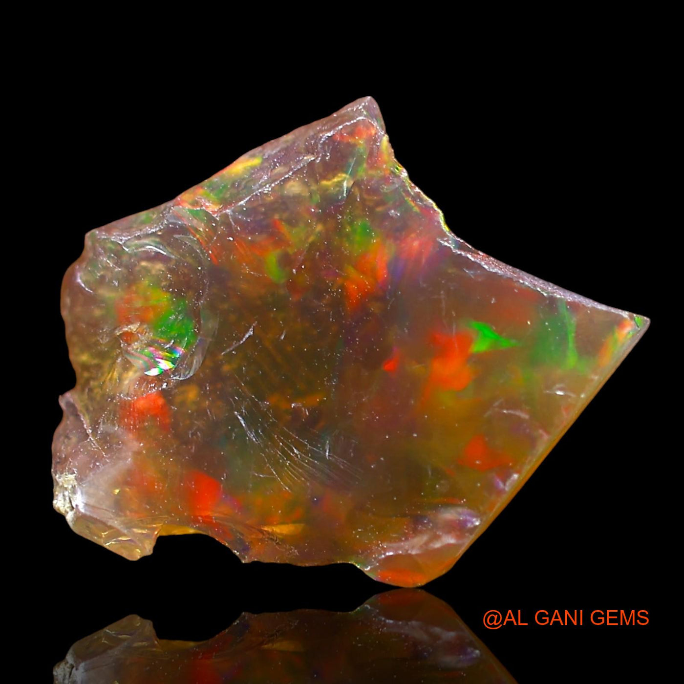 Natural Fire Opal Gemstone 1.00 Cts Loose Fancy Rough From Ethiopia 11x11x3 mm E-537