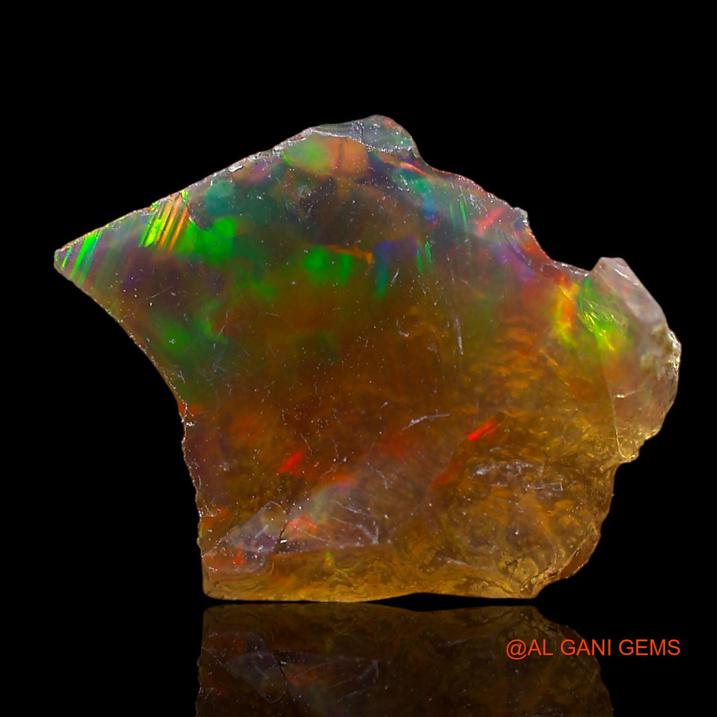Natural Fire Opal Gemstone 1.00 Cts Loose Fancy Rough From Ethiopia 11x11x3 mm E-537