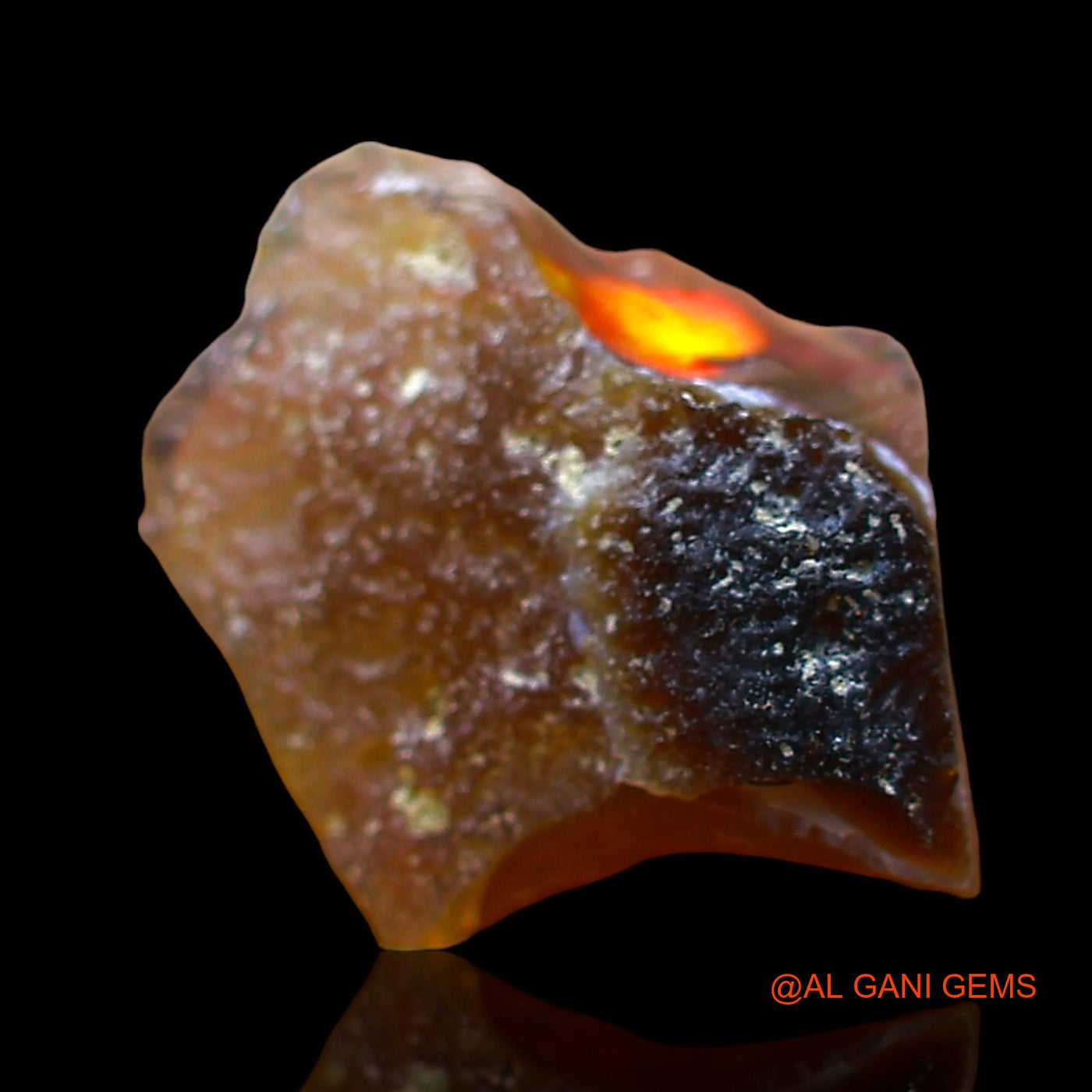 Natural Fire Opal Gemstone 1.00 Cts Loose Fancy Rough From Ethiopia 11x11x3 mm E-537