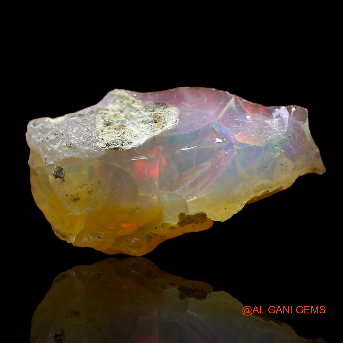 Natural Fire Opal Gemstone 2.00 Cts Loose Fancy Rough From Ethiopia 15x8x5 mm E-541