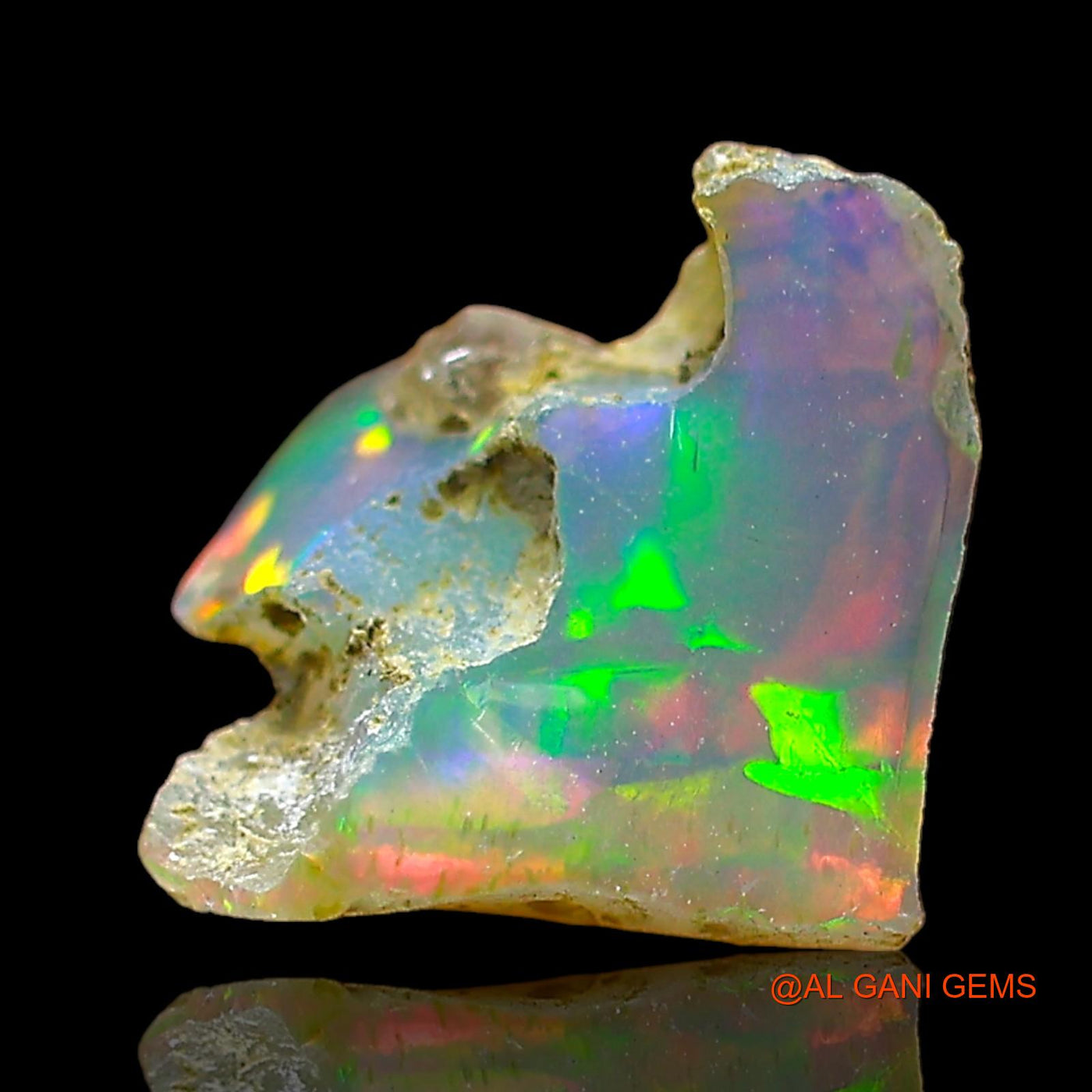 Natural Fire Opal Gemstone 1.00 Cts Loose Fancy Rough From Ethiopia 7x7x5 mm E-677