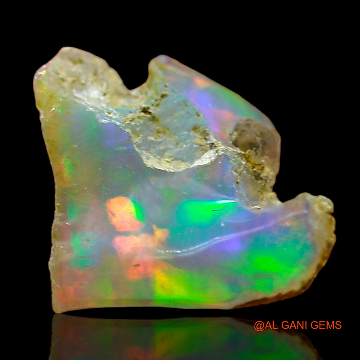 Natural Fire Opal Gemstone 1.00 Cts Loose Fancy Rough From Ethiopia 7x7x5 mm E-677