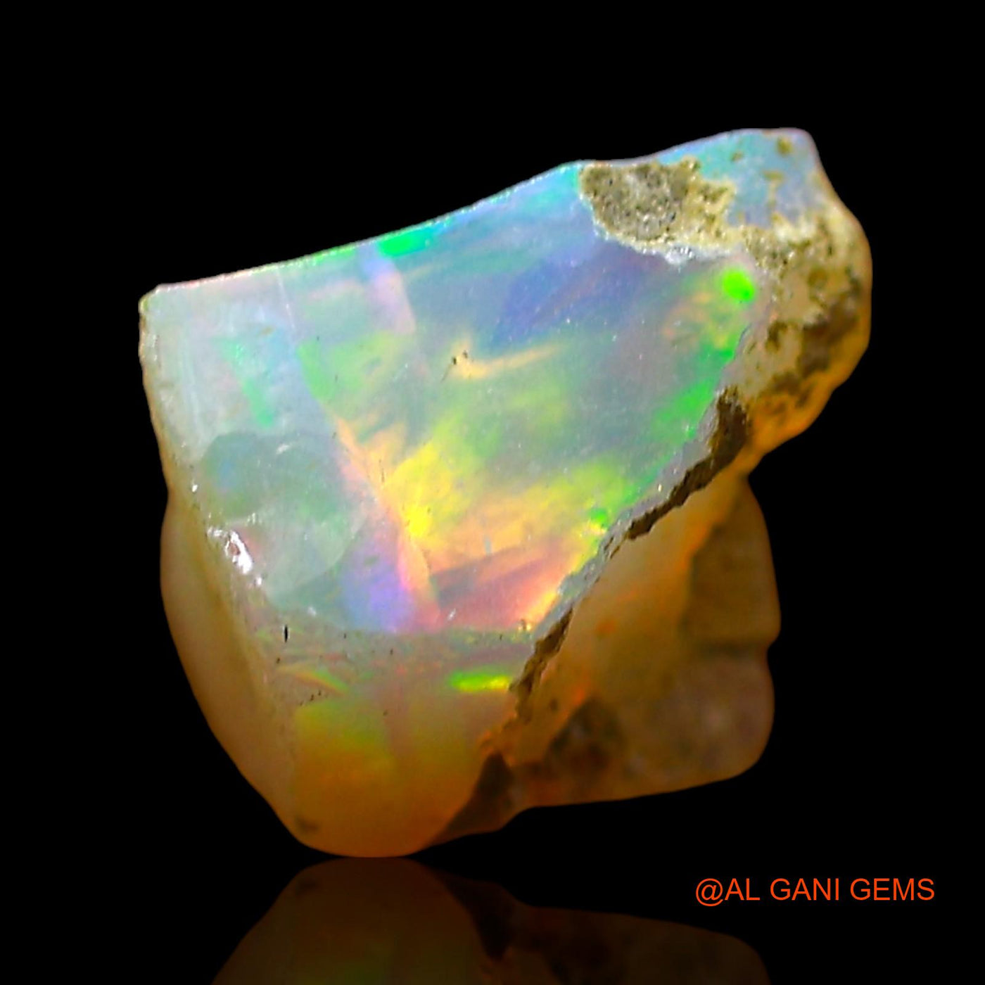 Natural Fire Opal Gemstone 1.00 Cts Loose Fancy Rough From Ethiopia 7x7x5 mm E-677