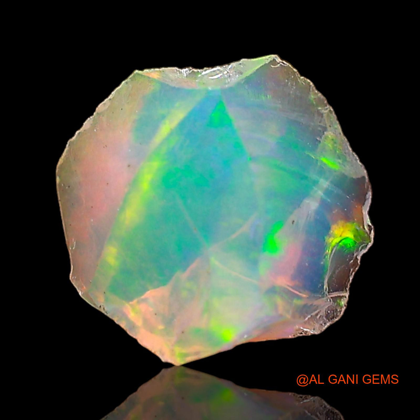 Natural Fire Opal Gemstone 0.75 Cts Loose Fancy Rough From Ethiopia 6x6x3 mm E-700