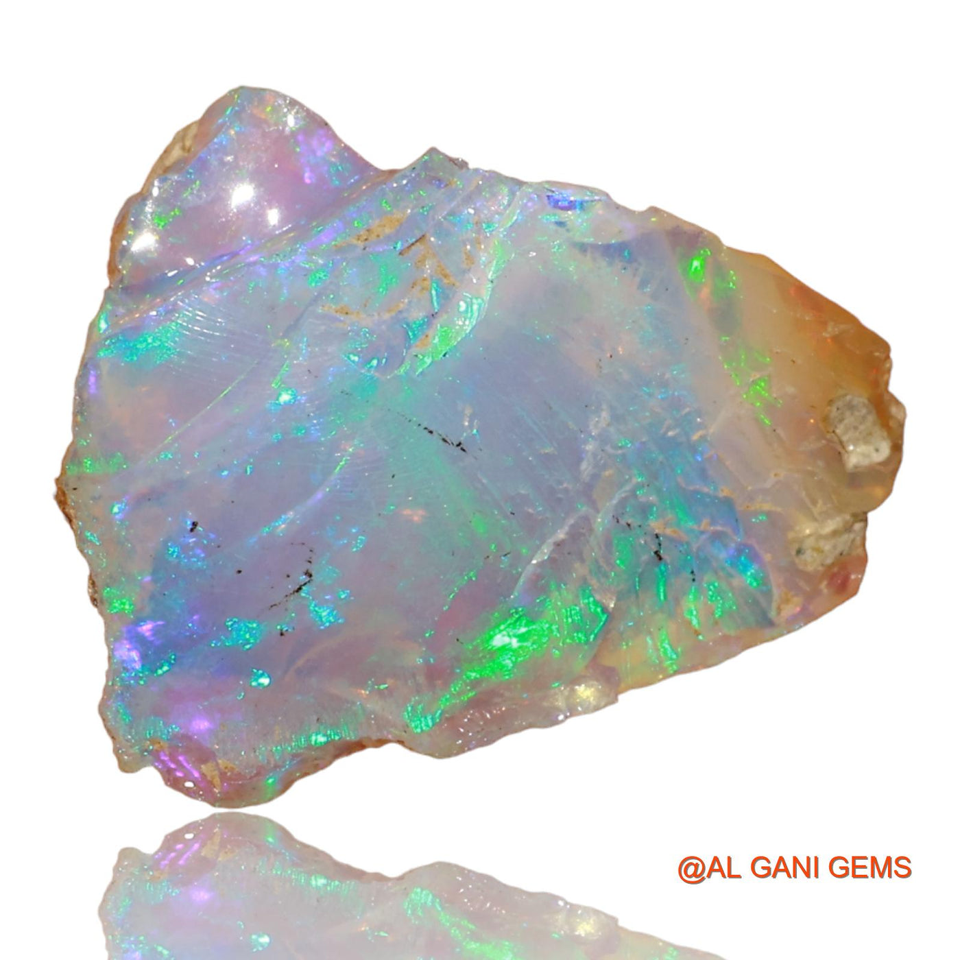Natural Fire Opal Gemstone 4.90 Cts Loose Fancy Rough From Ethiopia 16x14x6 mm E-88