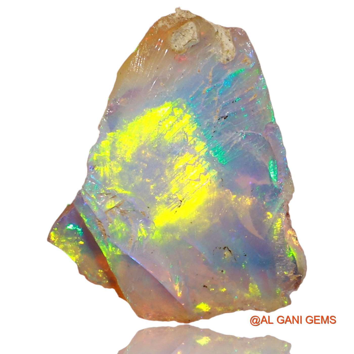 Natural Fire Opal Gemstone 4.90 Cts Loose Fancy Rough From Ethiopia 16x14x6 mm E-88