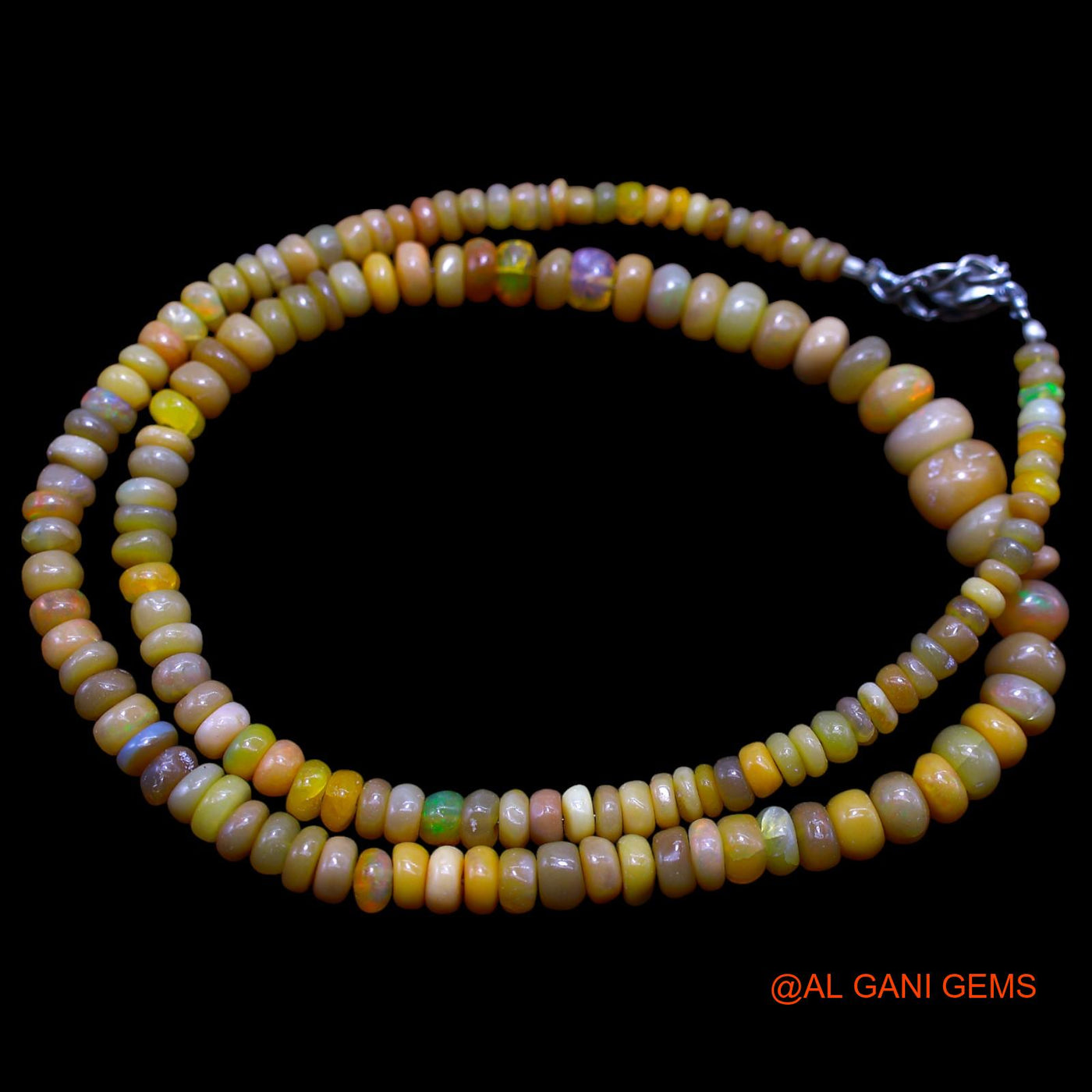 Rondelle Smooth 3X8 MM Fire Opal Beaded Art Deco Handmade Boho Necklace EOB-10