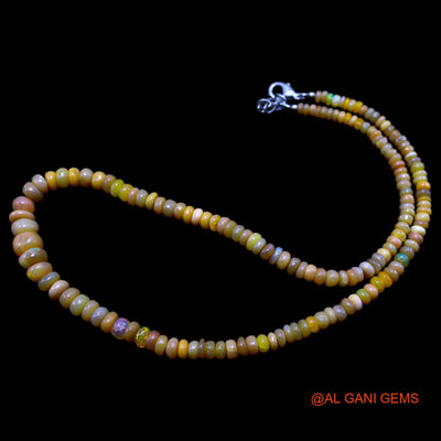 Rondelle Smooth 3X8 MM Fire Opal Beaded Art Deco Handmade Boho Necklace EOB-10