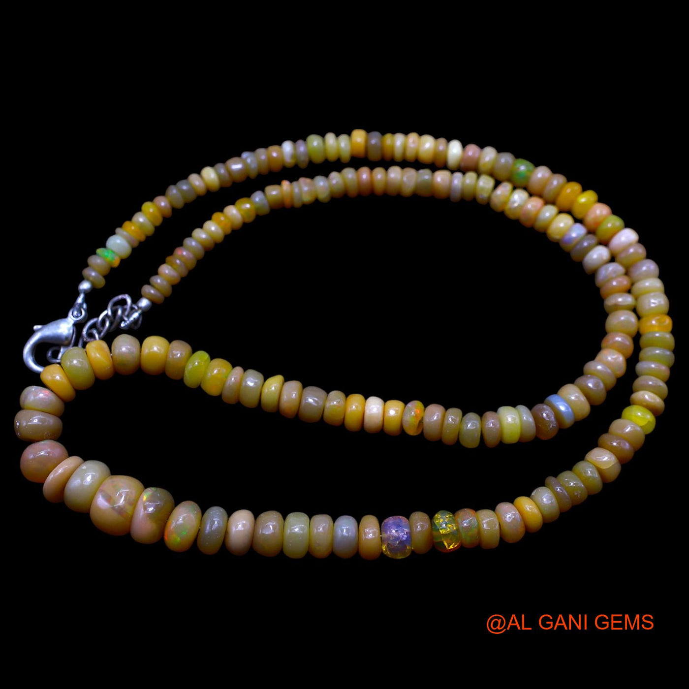 Rondelle Smooth 3X8 MM Fire Opal Beaded Art Deco Handmade Boho Necklace EOB-10