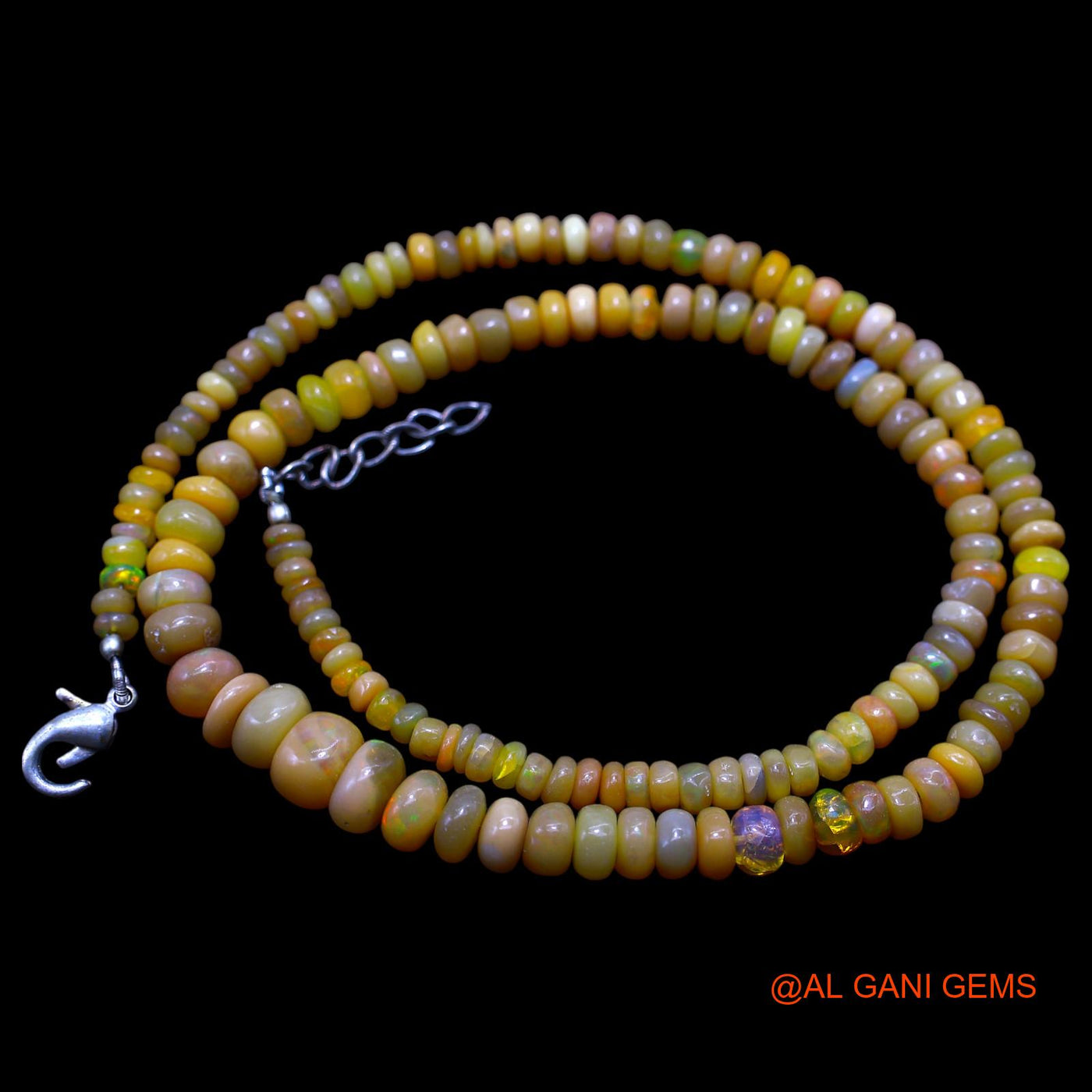 Rondelle Smooth 3X8 MM Fire Opal Beaded Art Deco Handmade Boho Necklace EOB-10