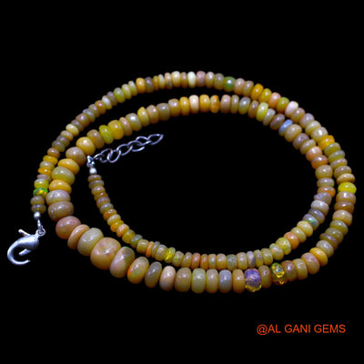 Rondelle Smooth 3X8 MM Fire Opal Beaded Art Deco Handmade Boho Necklace EOB-10