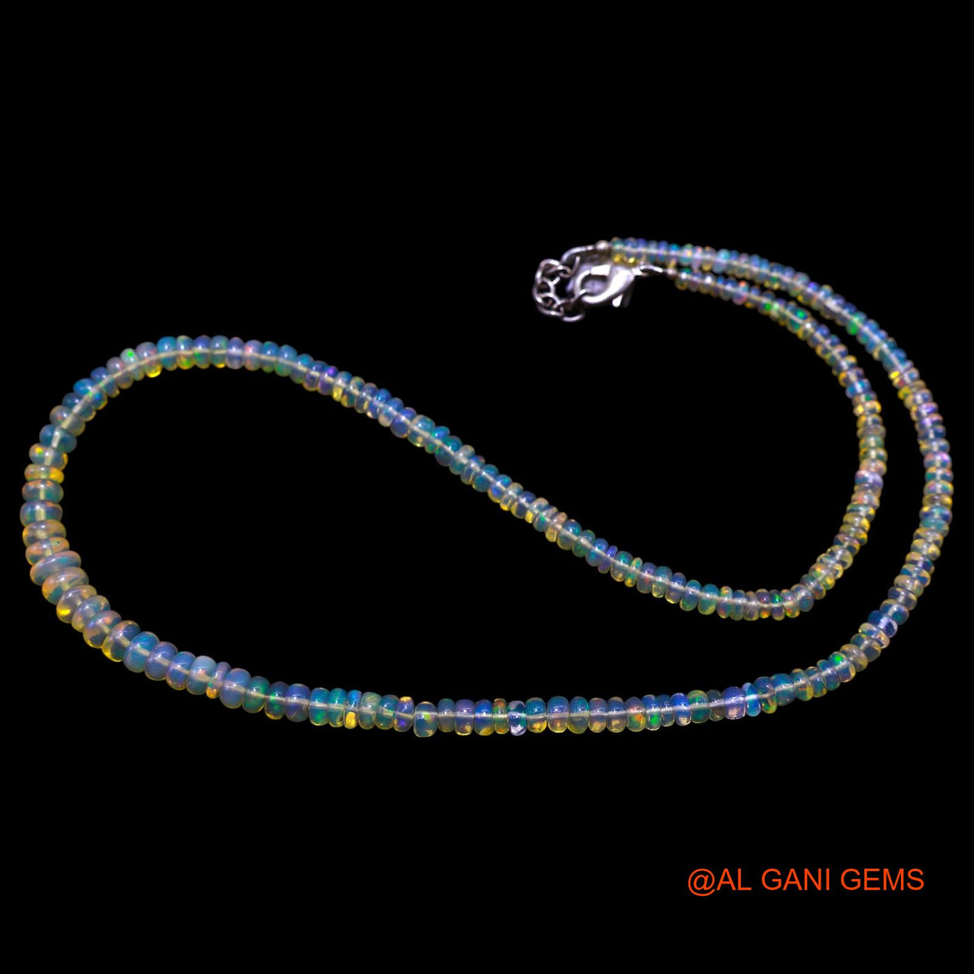 Rondelle Smooth 3X6 MM Fire Opal Beaded Boho Engagement Artisan Necklace EOB-13