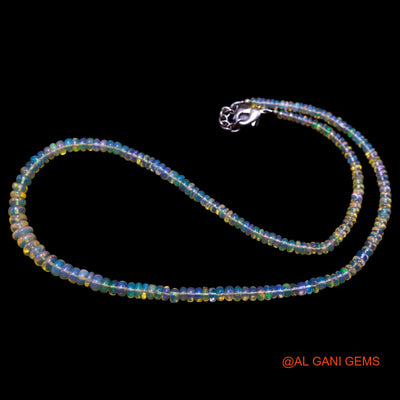 Rondelle Smooth 3X6 MM Fire Opal Beaded Boho Engagement Artisan Necklace EOB-13