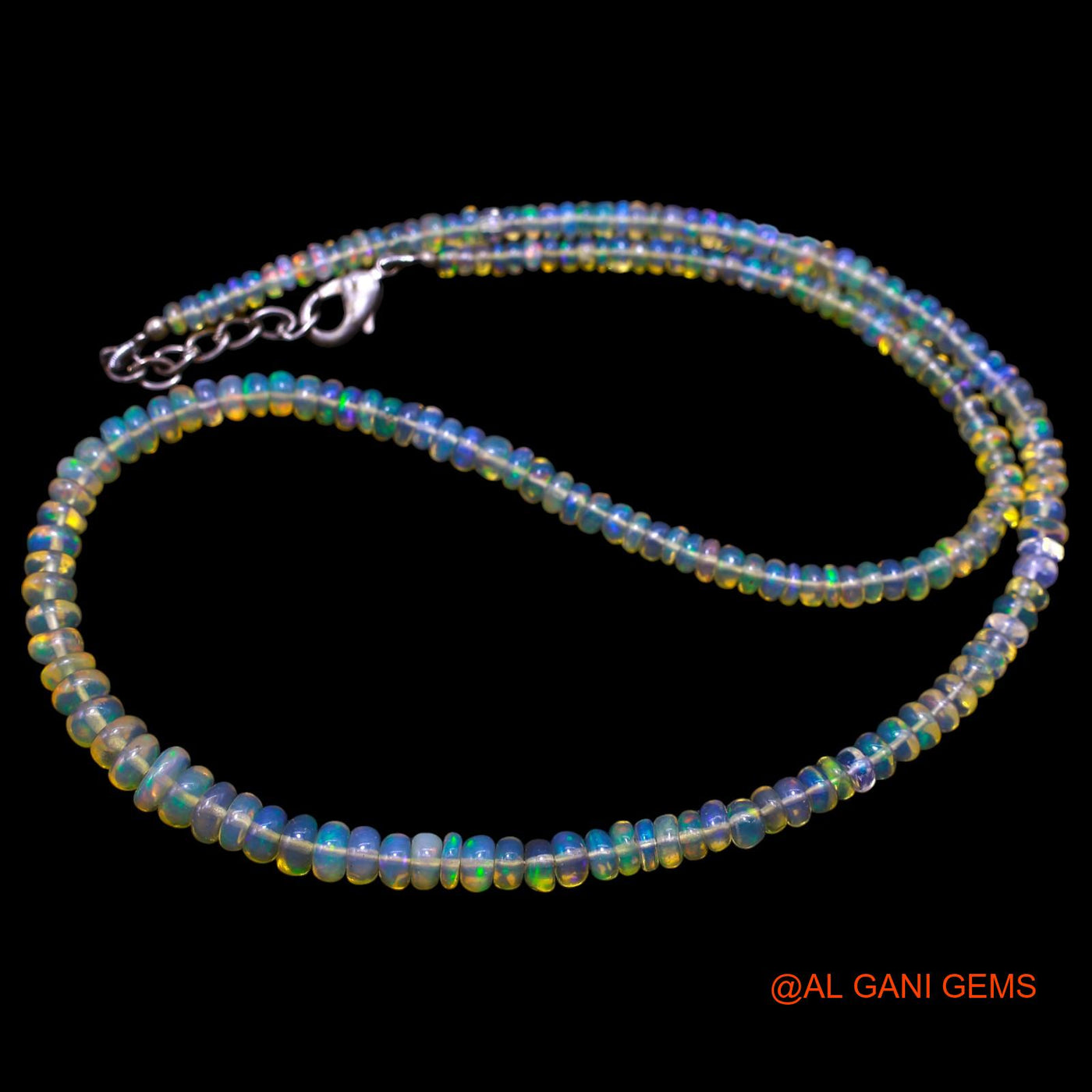 Rondelle Smooth 3X6 MM Fire Opal Beaded Boho Engagement Artisan Necklace EOB-13