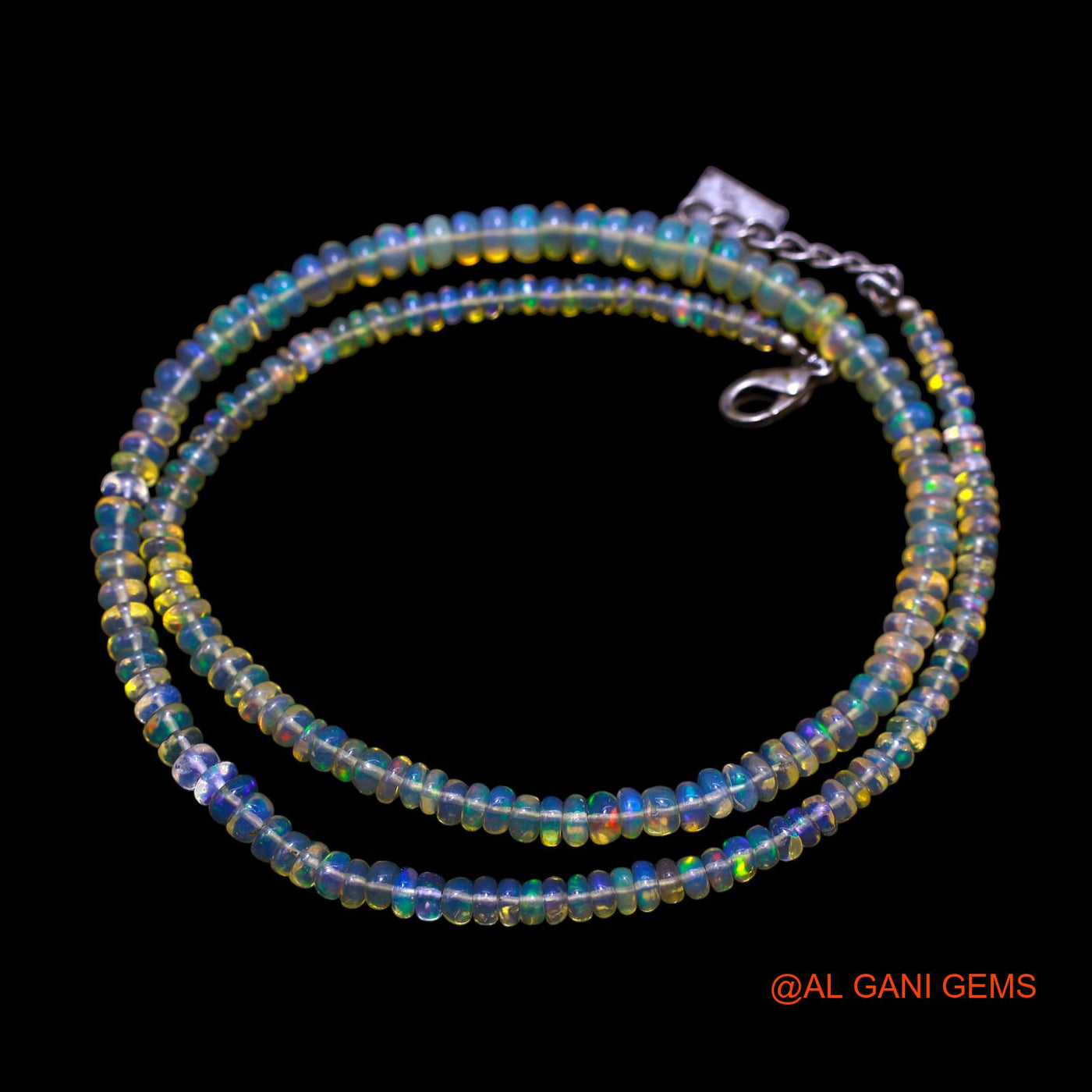Rondelle Smooth 3X6 MM Fire Opal Beaded Boho Engagement Artisan Necklace EOB-13