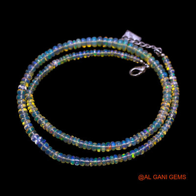 Rondelle Smooth 3X6 MM Fire Opal Beaded Boho Engagement Artisan Necklace EOB-13