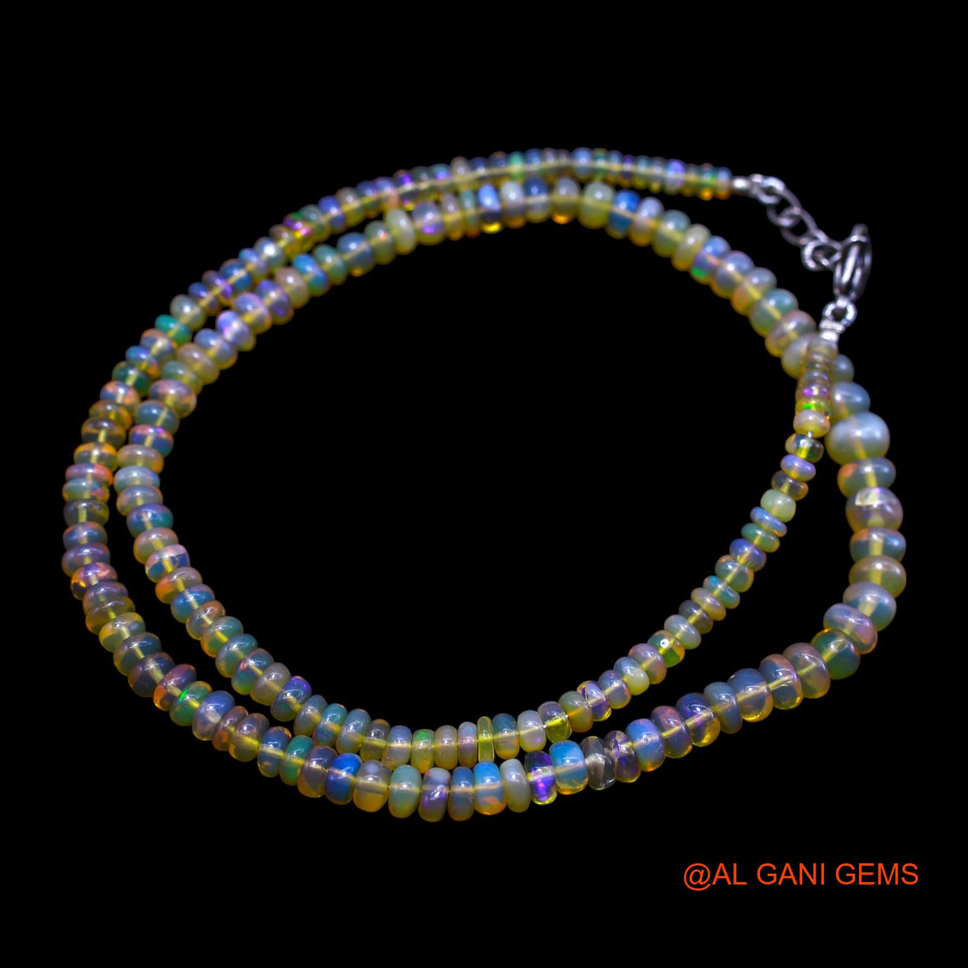 Rondelle Smooth Multi Color 3X6 MM Fire Opal Beaded Boho Mother Necklace EOB-14