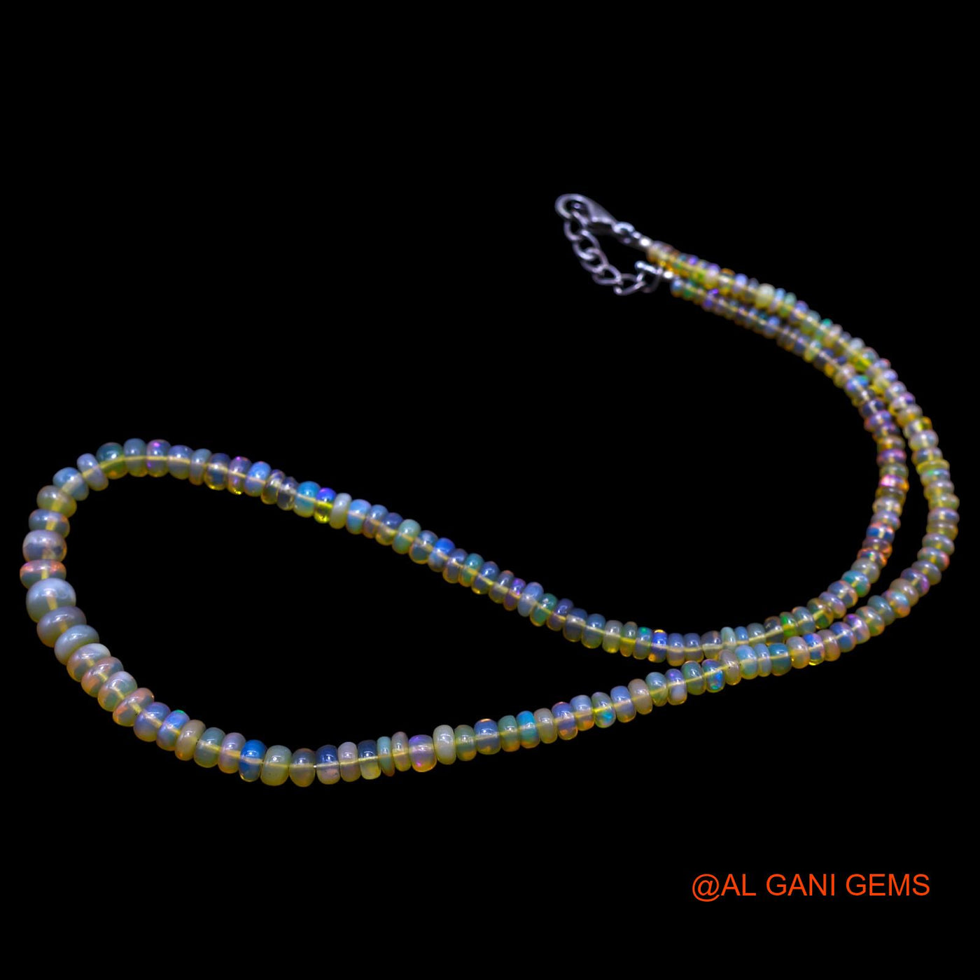 Rondelle Smooth Multi Color 3X6 MM Fire Opal Beaded Boho Mother Necklace EOB-14