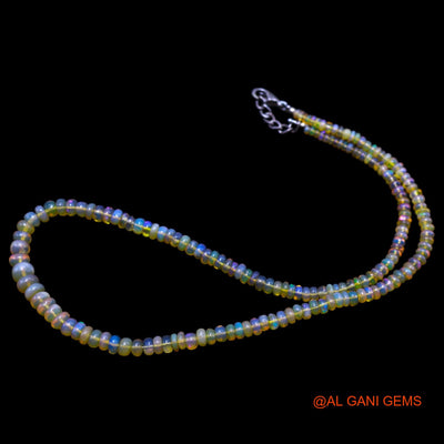 Rondelle Smooth Multi Color 3X6 MM Fire Opal Beaded Boho Mother Necklace EOB-14