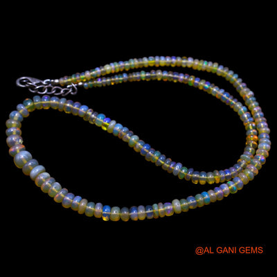 Rondelle Smooth Multi Color 3X6 MM Fire Opal Beaded Boho Mother Necklace EOB-14
