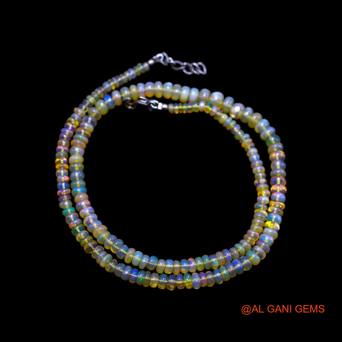 Rondelle Smooth Multi Color 3X6 MM Fire Opal Beaded Boho Mother Necklace EOB-14